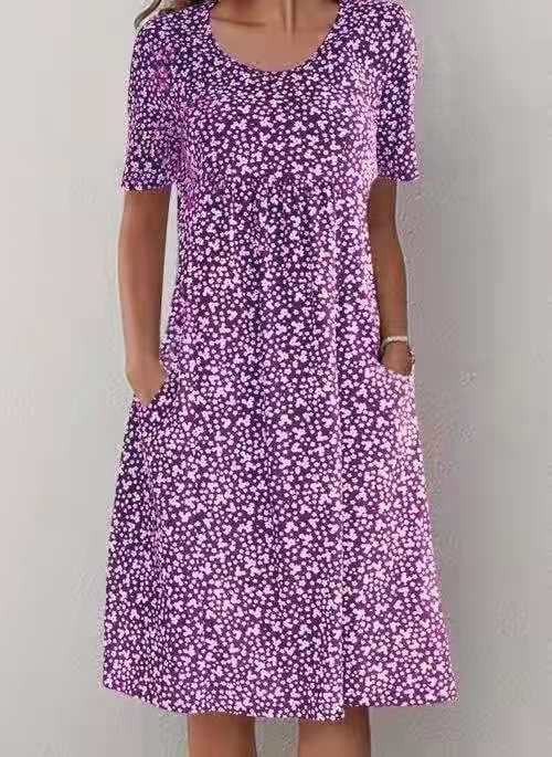 Sabrina - Round Neck Floral Dress