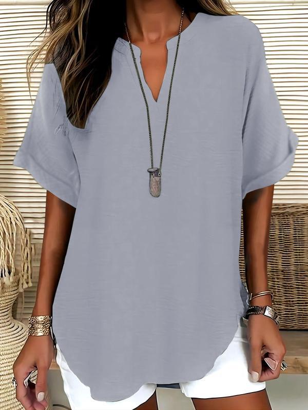 GENNEVA™ – Casual Plain Short Sleeve Blouse